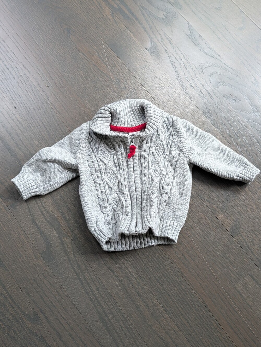 Carter's Baby Boy Zip-Up Cable Knit Sweater, Grey - 3 Months